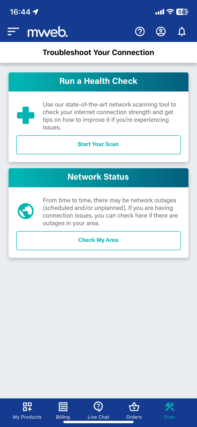 Troubleshoot Network Issues with Mweb App