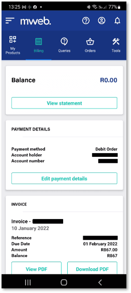 How to Manage your Billing with the Mweb Mobile App
