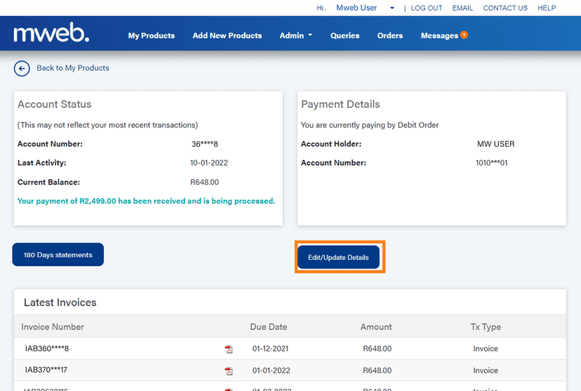 How to update your banking details