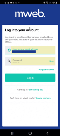 How to Login with the Mweb Mobile App