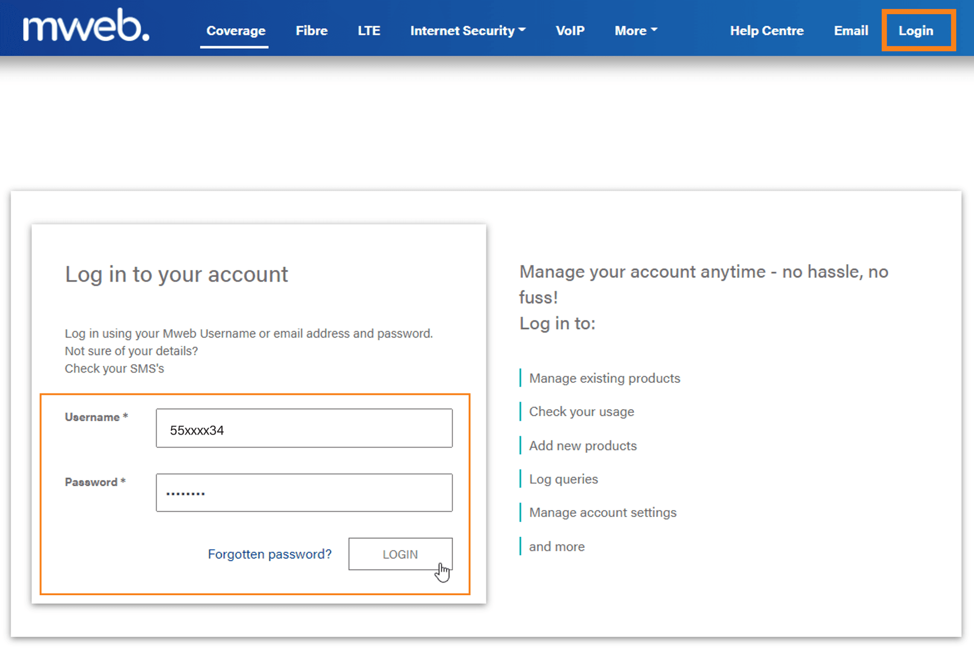 How to log Into Your Mweb Account on our Website