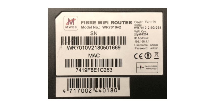 How to Setup your Mweb Wr7010 Fibre Router