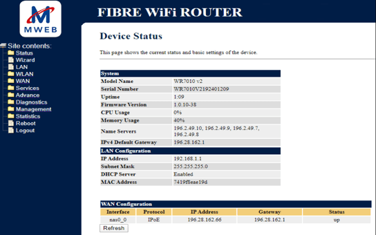 How to Setup your Mweb Wr7010 Fibre Router