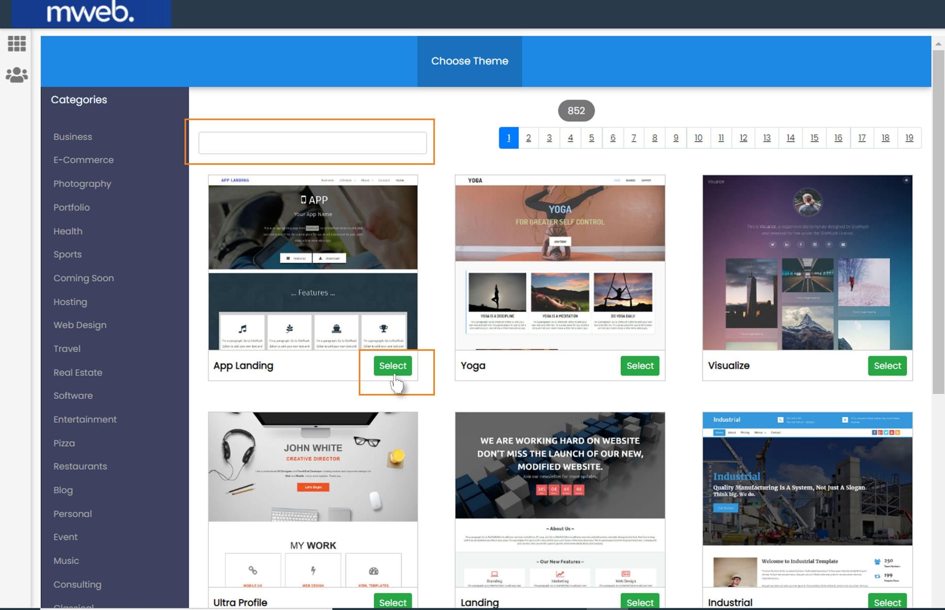 Build and manage your website with Mweb sitebuilder